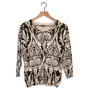 NWT Size M Joseph A. Button Up Cardigan Light Cardigan Sweater Rococo Scroll